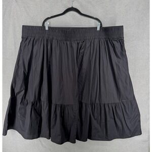 New Torrid Midi Poplin Tiered Skirt Womens Size 6X Black Skater Swing Pockets